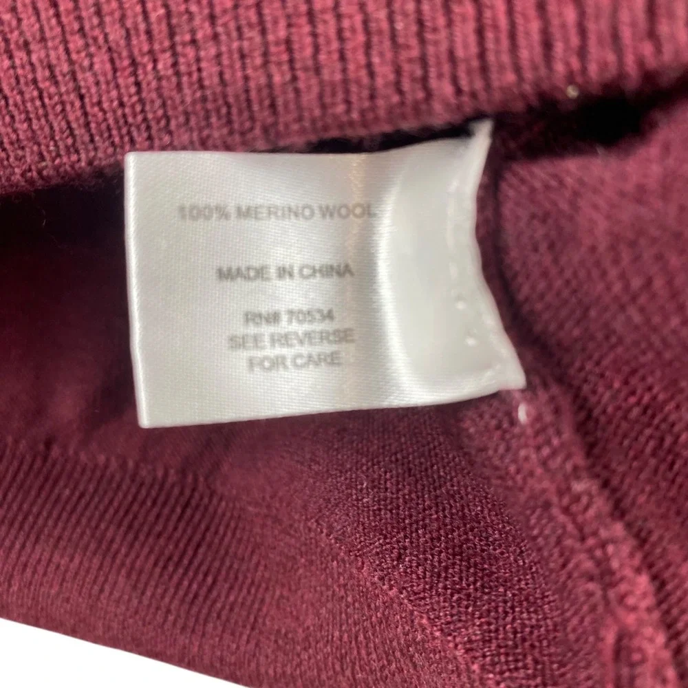 Orvis Mens‎ Burgundy 100% Merino Wool Quarter Zip Sweater Large Fly Fishing Lure